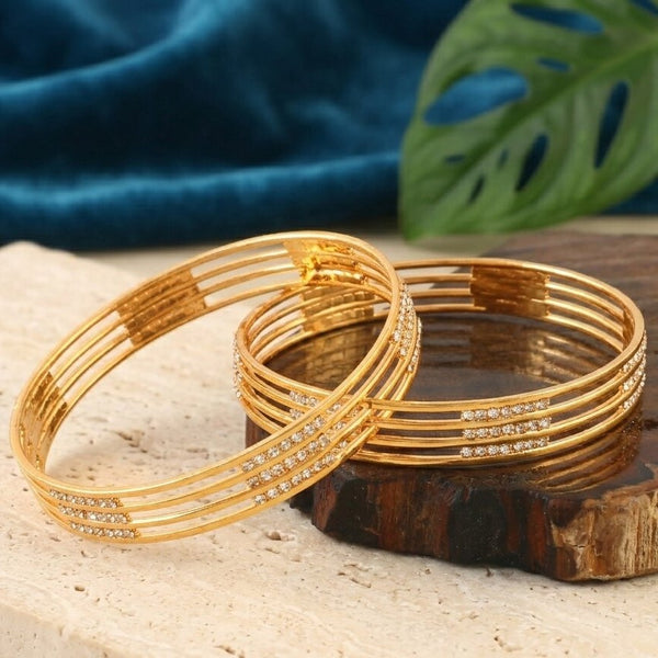 Set Of 2 Gold-Plated AD-Studded Bangles