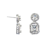 Load image into Gallery viewer, Silver-Plated Cubic Zirconia Studded Square Drop Earrings
