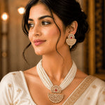 Load image into Gallery viewer, Gold-Plated Kundan Studded &amp; Pearls Beaded Jewellery Set
