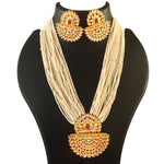 Load image into Gallery viewer, Gold-Plated Kundan Studded &amp; Pearls Beaded Jewellery Set
