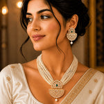 Load image into Gallery viewer, Gold-Plated Kundan Studded &amp; Pearls Beaded Jewellery Set
