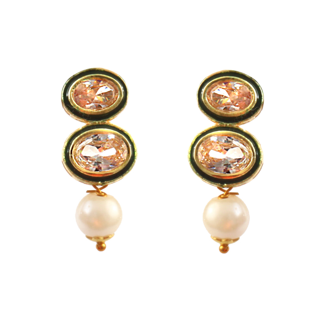 Women's Ethnic Gold Plated Kundan and Pearl Choker Necklace Set