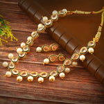 Load image into Gallery viewer, Women's Ethnic Gold Plated Kundan and Pearl Choker Necklace Set
