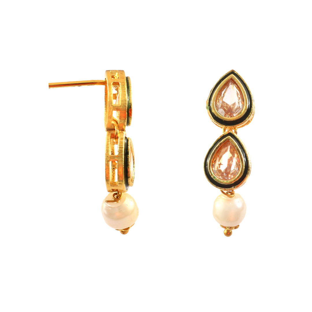 Women's Ethnic Gold Plated Kundan and Pearl Choker Necklace Set