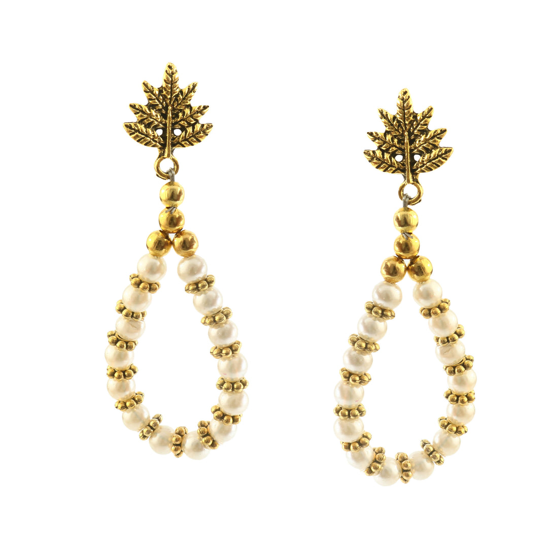 Gold-Plated Pearl Beaded Layered Jewellery Set (White)