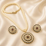Load image into Gallery viewer, Gold-Plated Kundan Studded &amp; Pearl Beaded Jewellery Set
