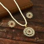 Load image into Gallery viewer, Gold-Plated Kundan Studded &amp; Pearl Beaded Jewellery Set
