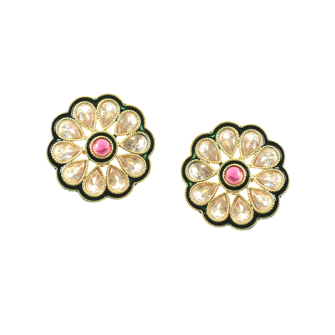 Gold-Plated Kundan Studded & Pearl Beaded Jewellery Set