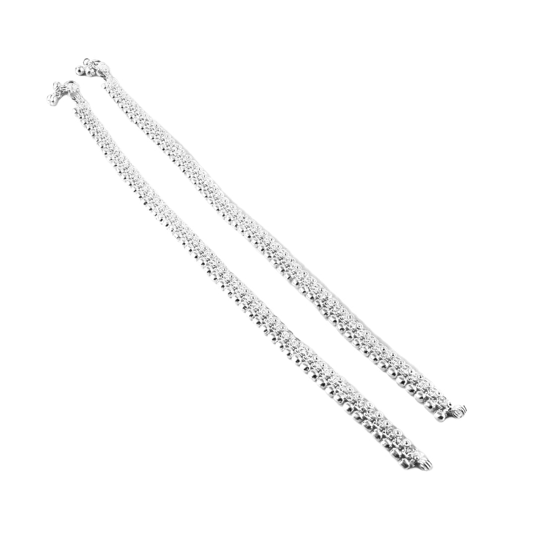 Jewar Mandi Silver-Plated Intricate Multi-Layered Anklet