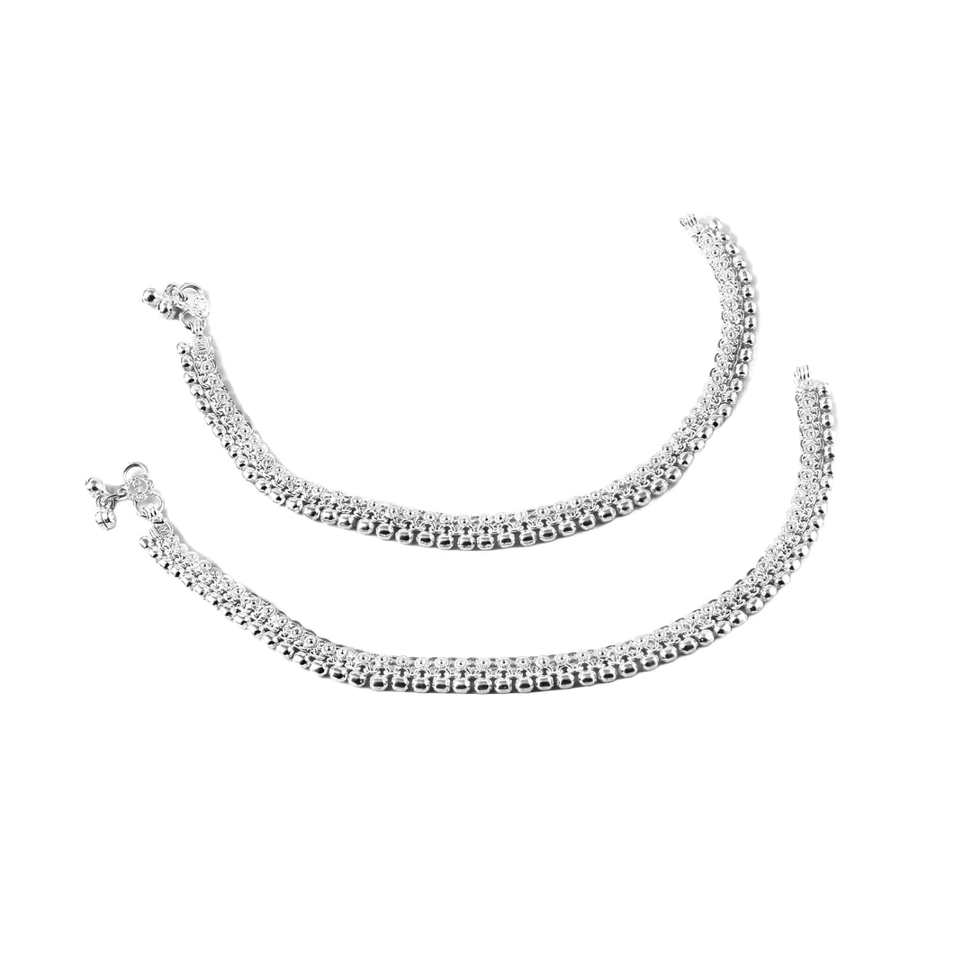 Jewar Mandi Silver-Plated Intricate Multi-Layered Anklet