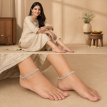 Load image into Gallery viewer, Jewar Mandi Silver-Plated Intricate Multi-Layered Anklet
