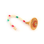Load image into Gallery viewer, Gold Plated Floral Bracelet with Red Stones &amp; Pearl Beads Adjustable Design
