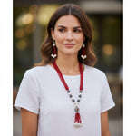 Load image into Gallery viewer, Silver-Plated Beaded Layered Jewellery Set (Black)

