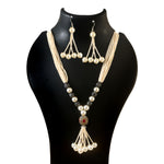 Load image into Gallery viewer, Silver-Plated Beaded Layered Jewellery Set (Black)
