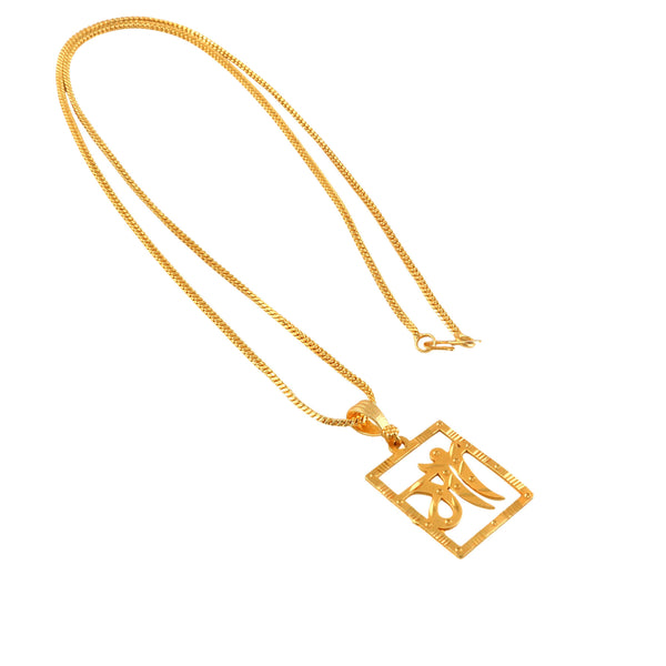 Unisex Micro Gold Plated Maa Pendant With Chain