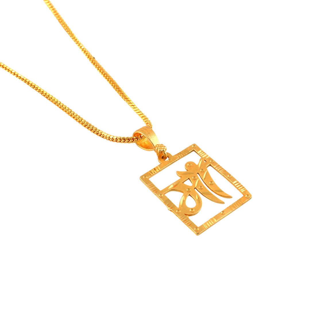 Unisex Micro Gold Plated Maa Pendant With Chain