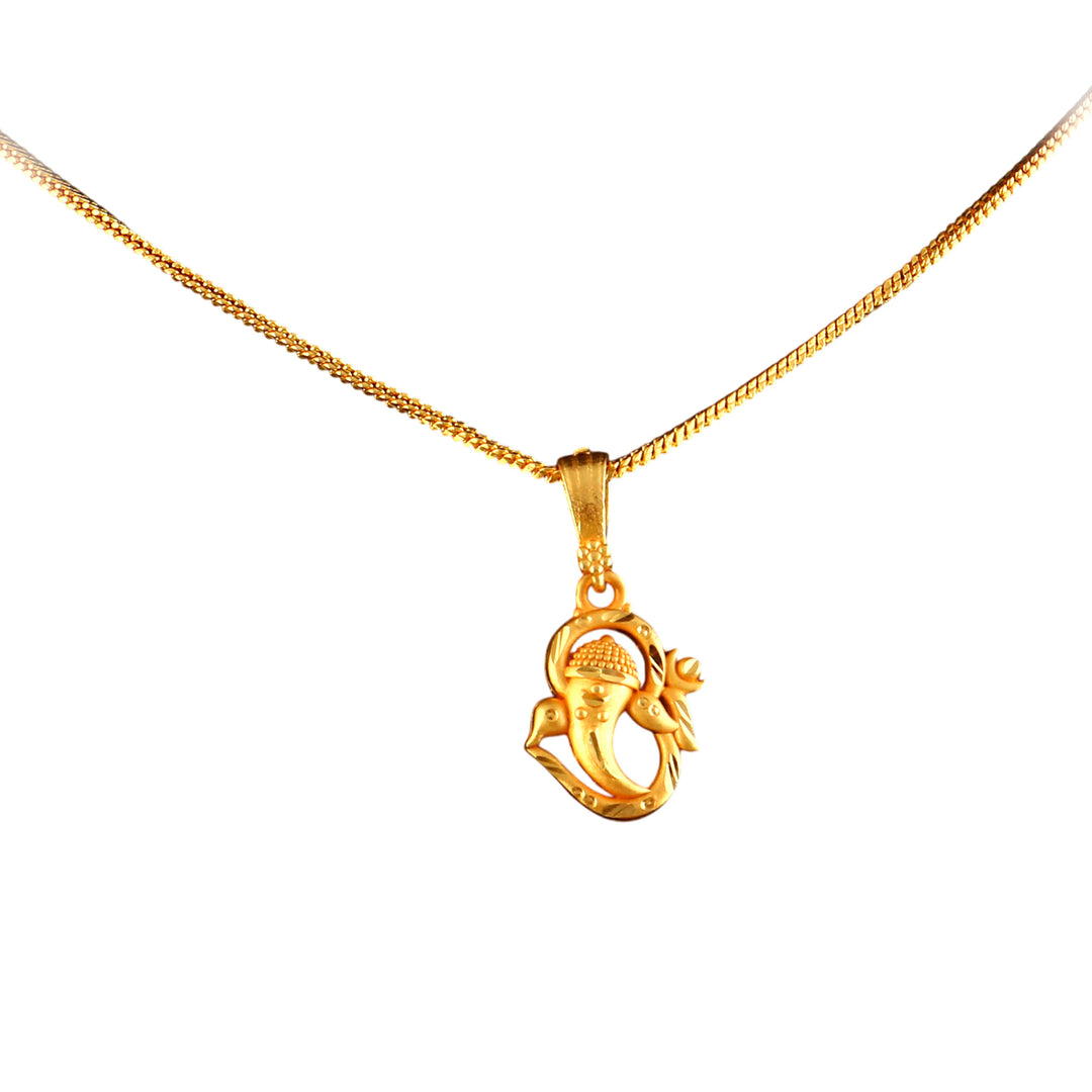 Unisex Micro Gold Plated Ganesh Pendant With Chain