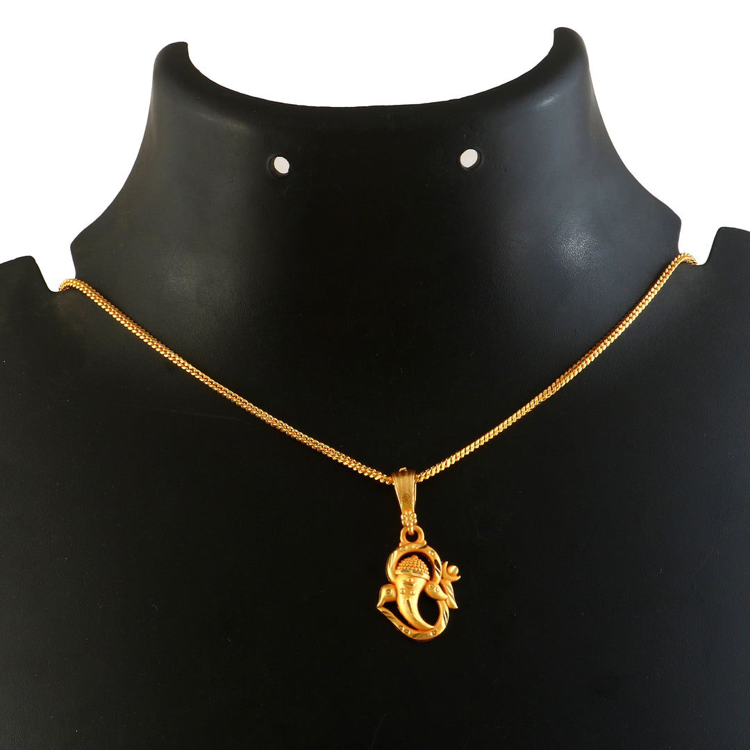 Unisex Micro Gold Plated Ganesh Pendant With Chain