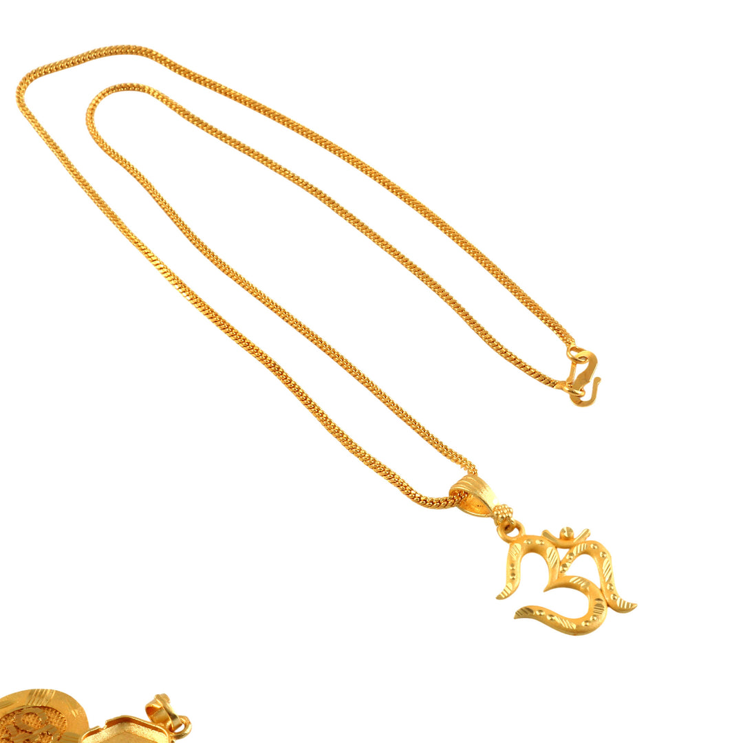 Unisex Micro Gold Plated Om Pendant With Chain