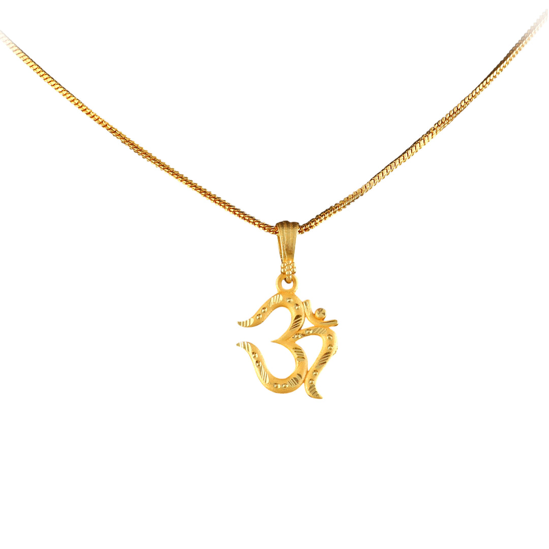 Unisex Micro Gold Plated Om Pendant With Chain