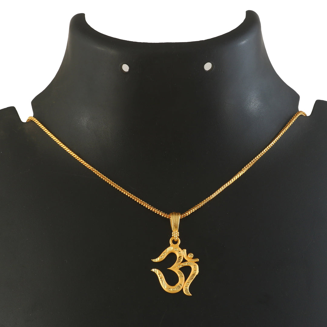 Unisex Micro Gold Plated Om Pendant With Chain