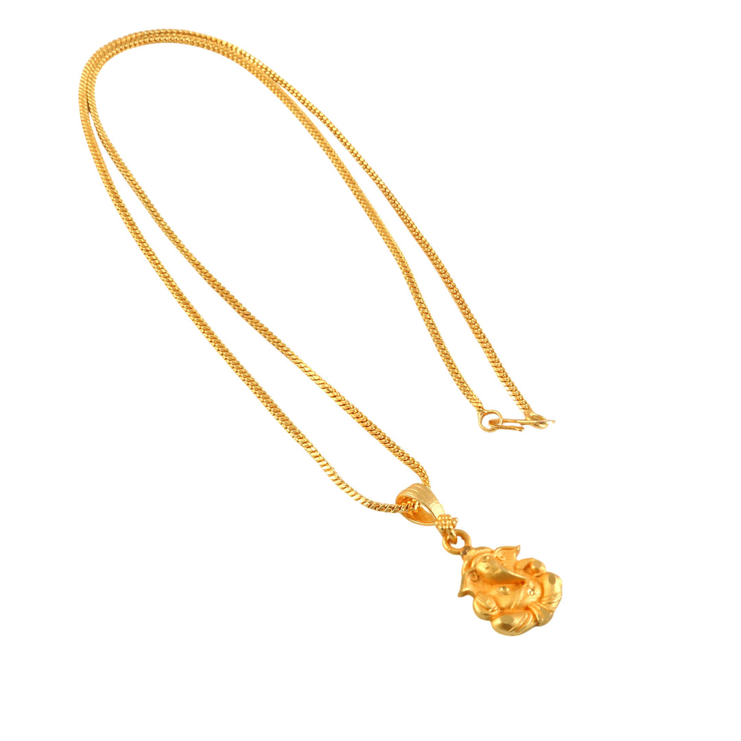 Unisex Micro Gold Plated Ganesh Pendant With Chain
