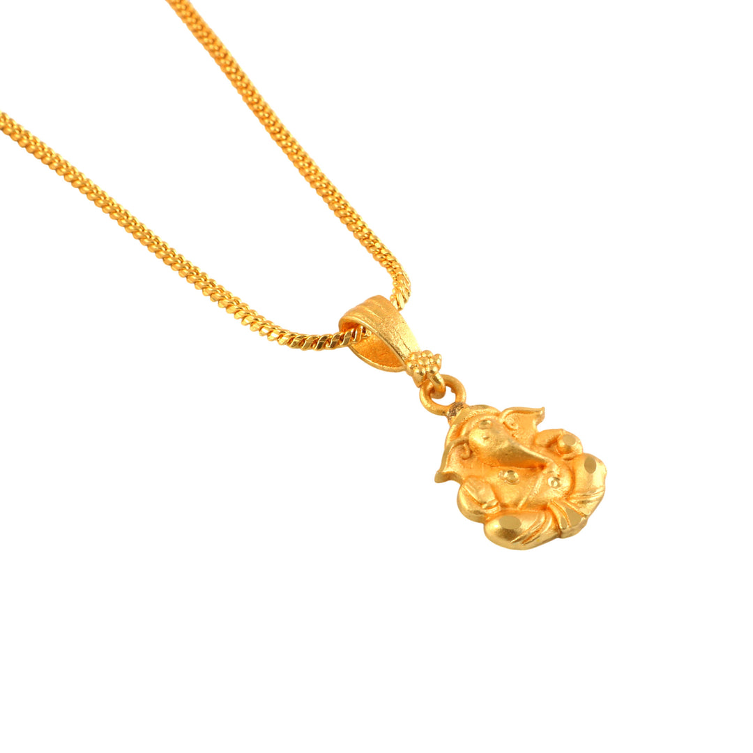 Unisex Micro Gold Plated Ganesh Pendant With Chain