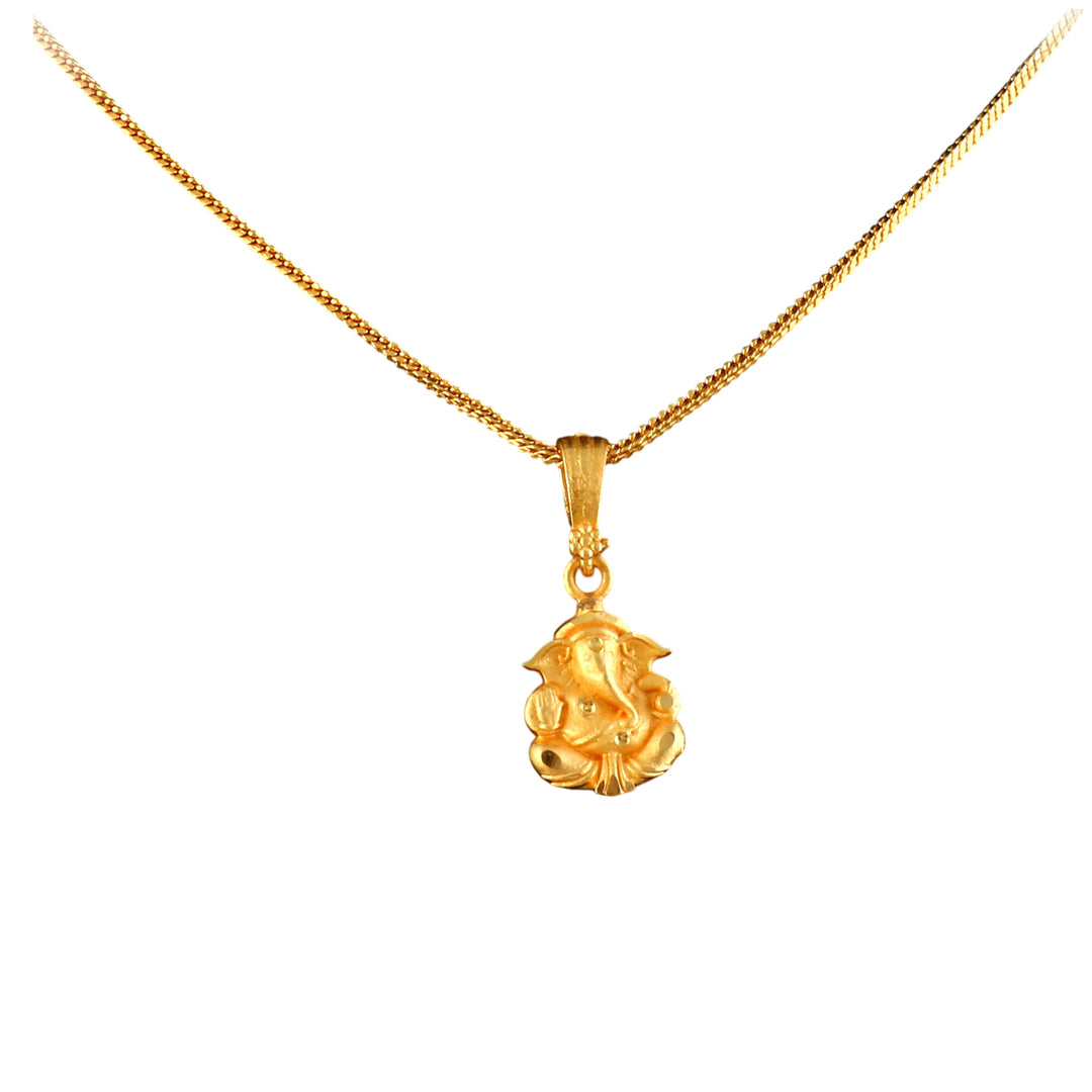 Unisex Micro Gold Plated Ganesh Pendant With Chain