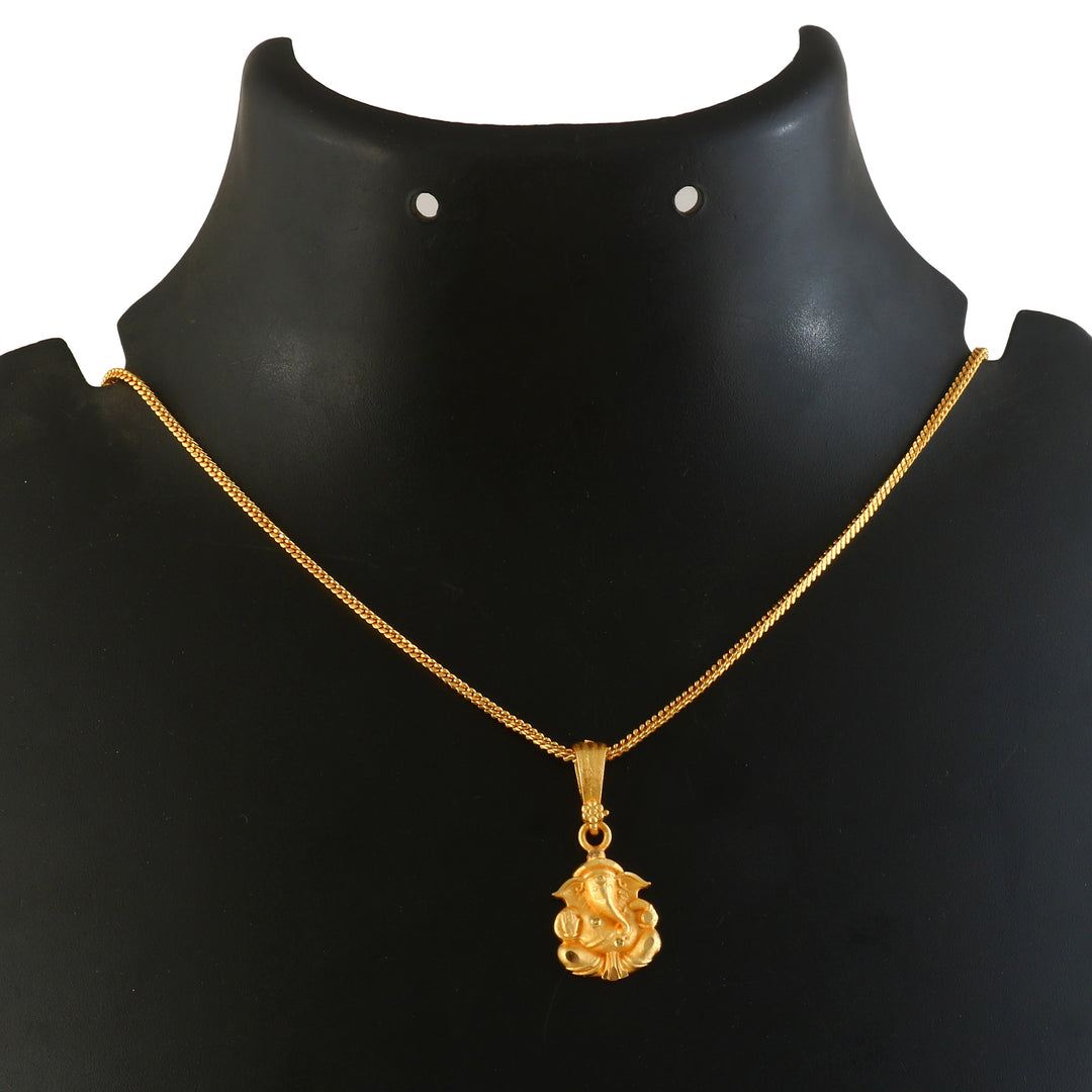 Unisex Micro Gold Plated Ganesh Pendant With Chain