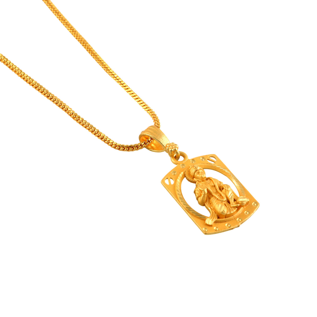 Unisex Micro Gold Plated Hanuman Pendant With Chain