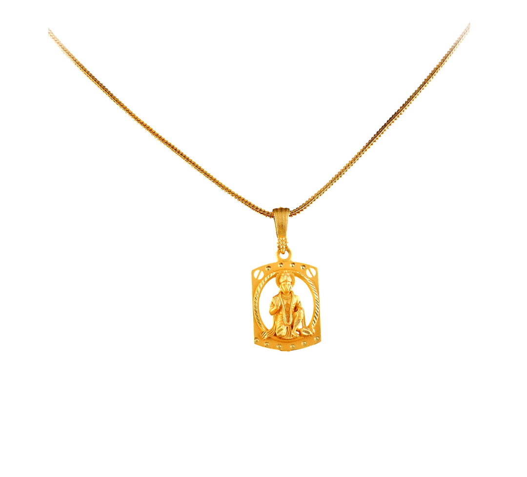 Unisex Micro Gold Plated Hanuman Pendant With Chain
