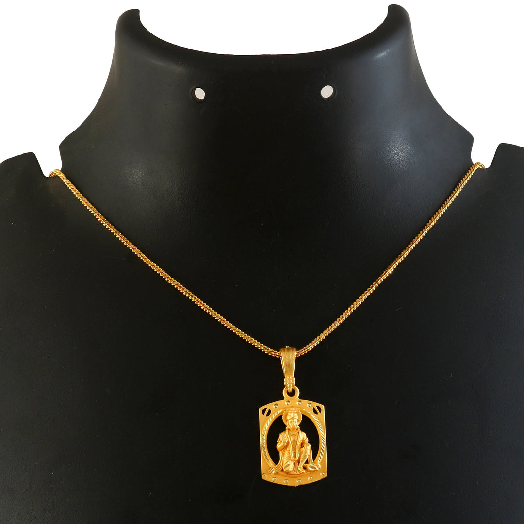 Unisex Micro Gold Plated Hanuman Pendant With Chain