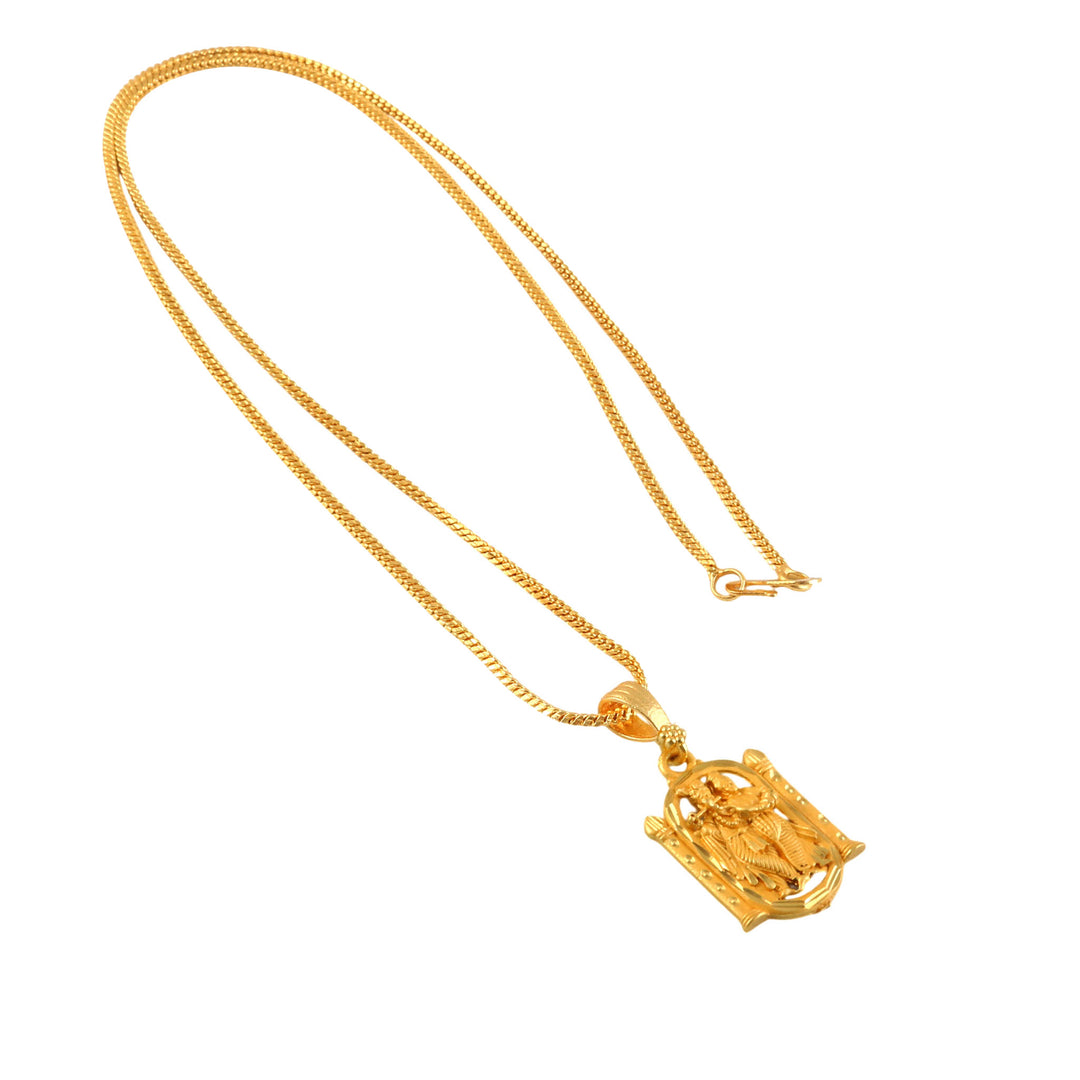 Unisex Micro Gold Plated Radha Krishna Pendant With Chain