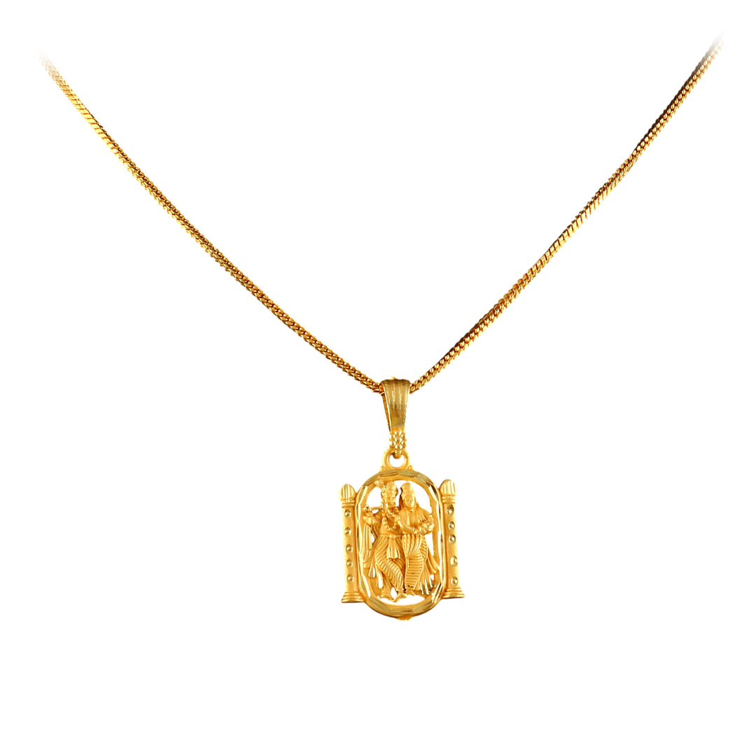 Unisex Micro Gold Plated Radha Krishna Pendant With Chain