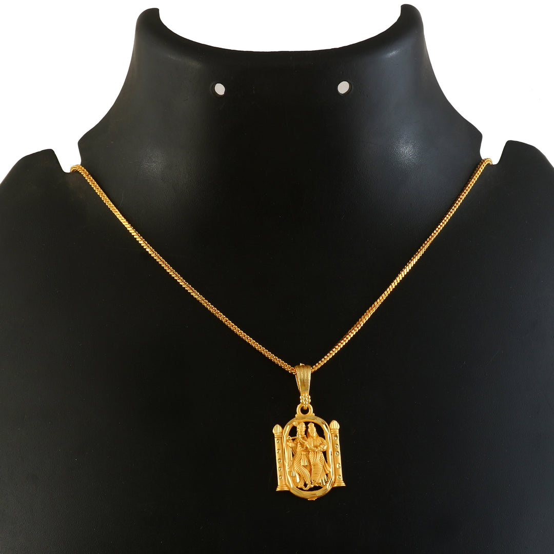 Unisex Micro Gold Plated Radha Krishna Pendant With Chain