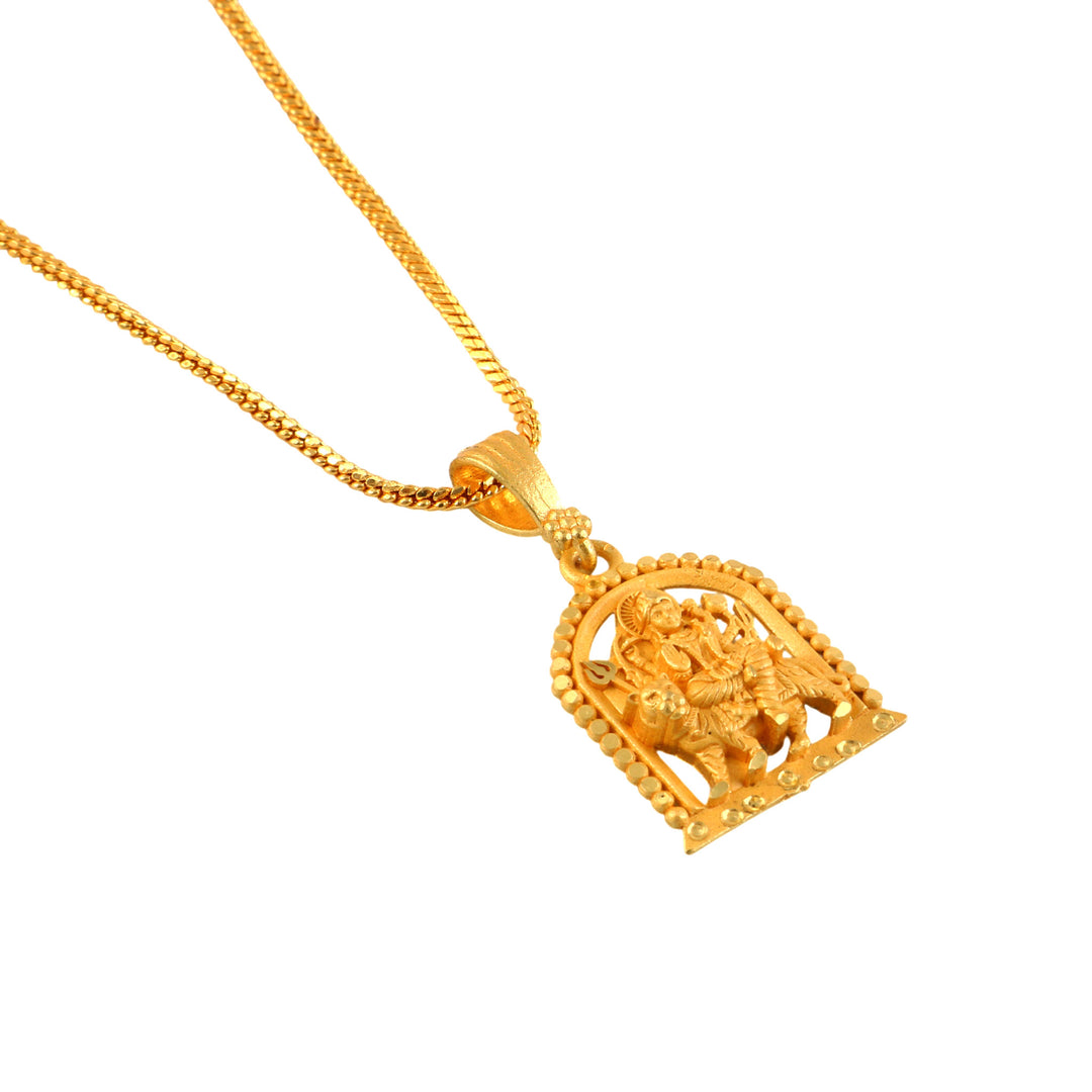 Unisex Micro Gold Plated Durga Pendant With Chain