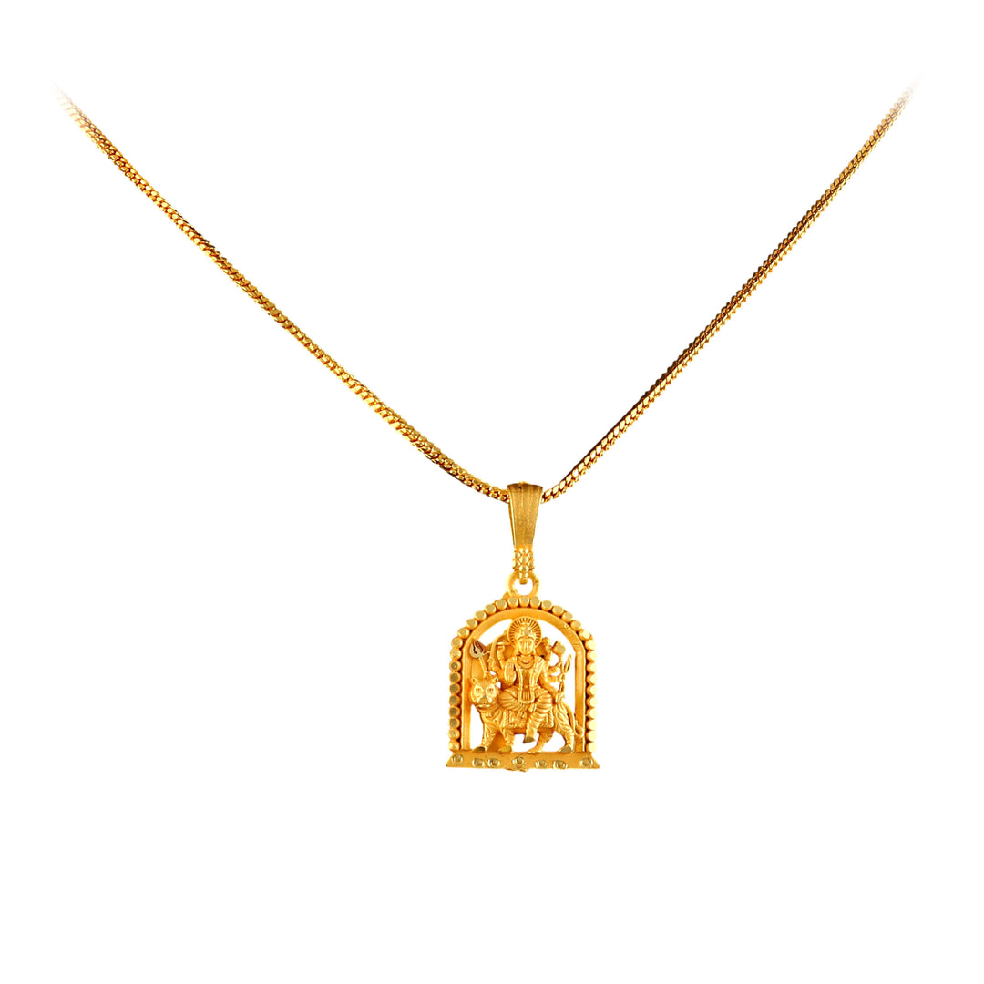 Unisex Micro Gold Plated Durga Pendant With Chain