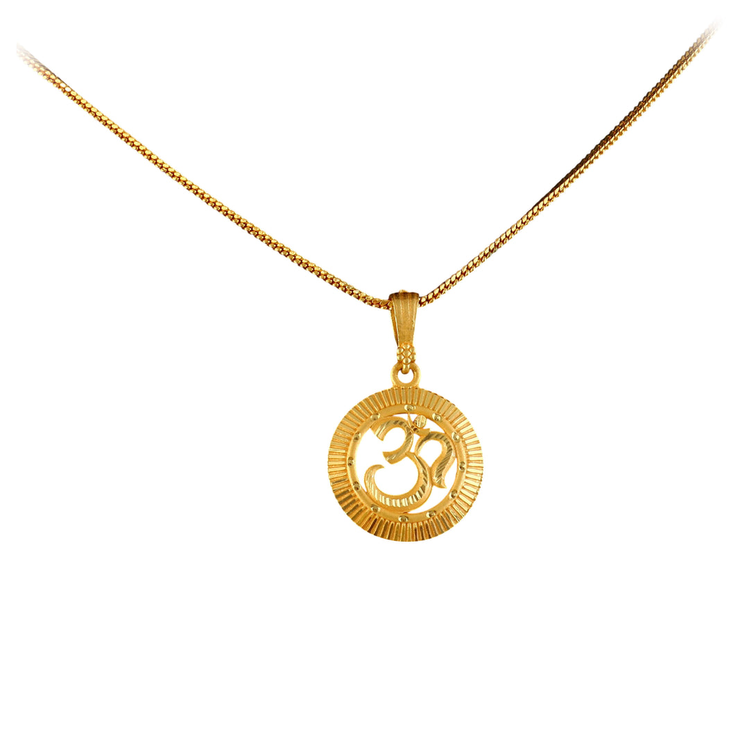 Unisex Micro Gold Plated Om Pendant With Chain