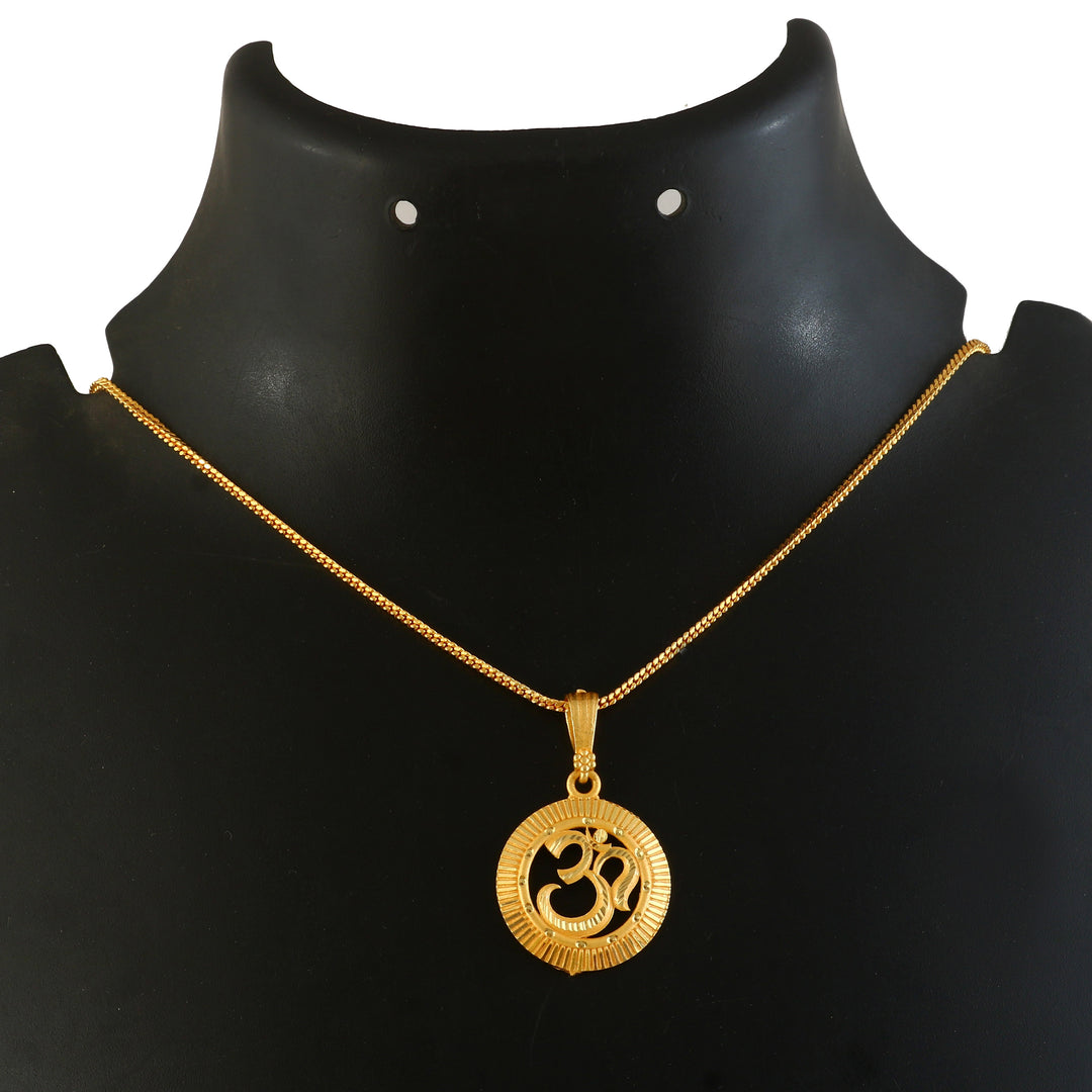 Unisex Micro Gold Plated Om Pendant With Chain