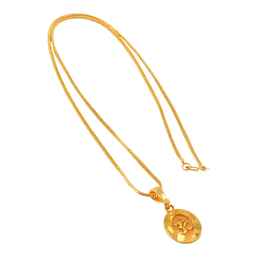 Unisex Micro Gold Plated Om Pendant With Chain