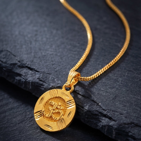 Unisex Micro Gold Plated Om Pendant With Chain