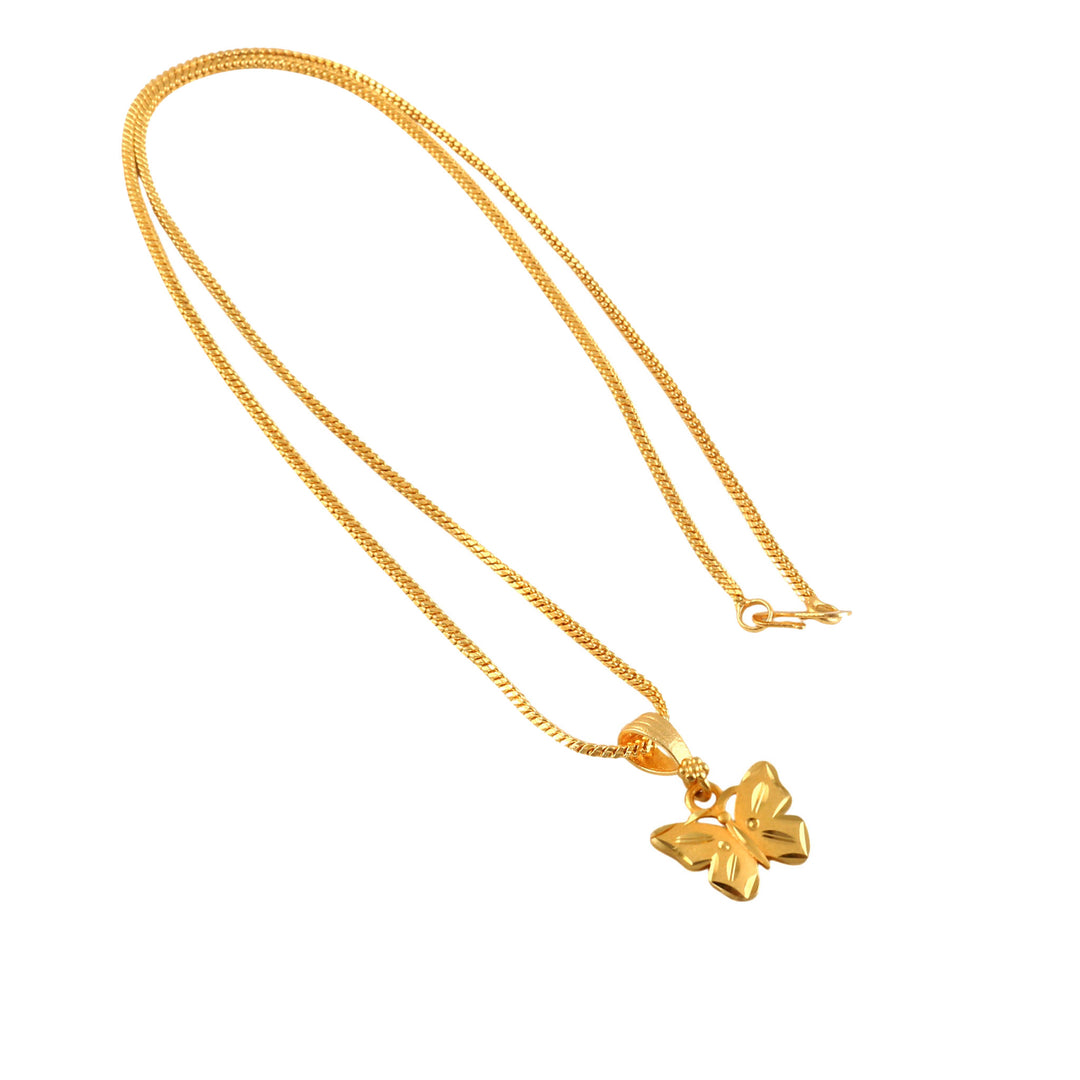 Unisex Micro Gold Plated Butterfly Pendant With Chain