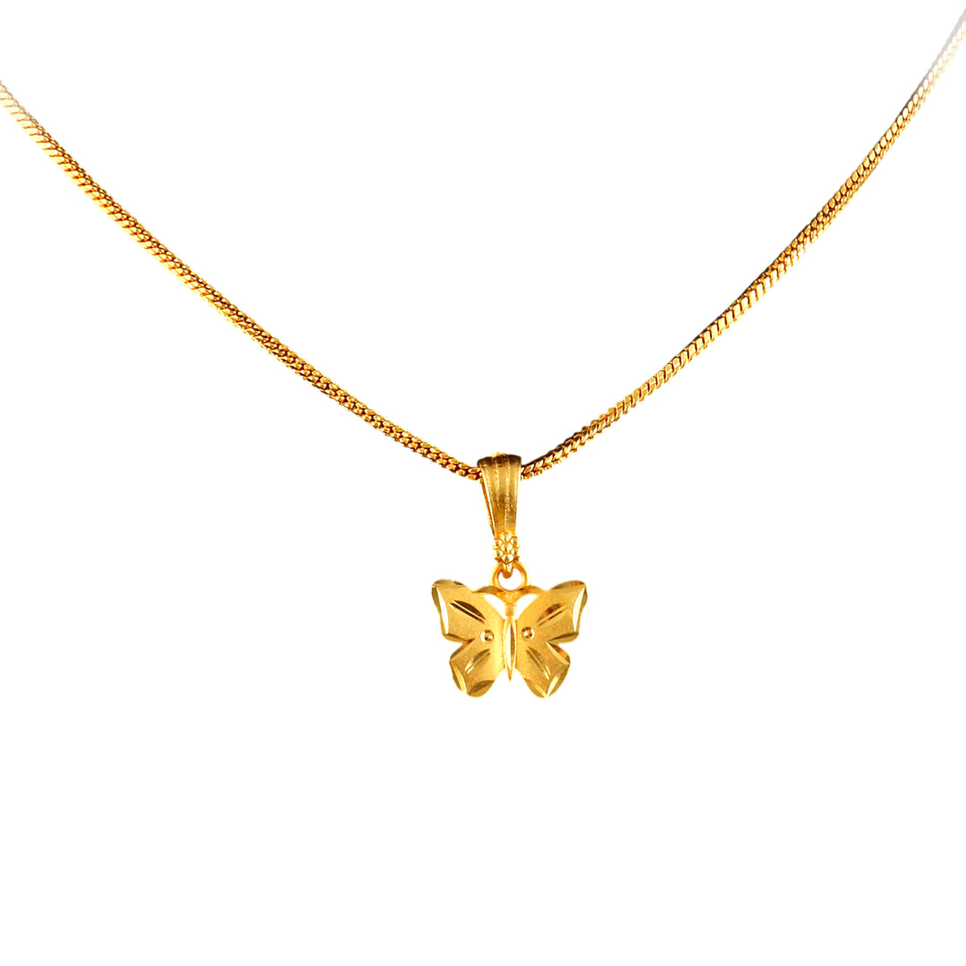 Unisex Micro Gold Plated Butterfly Pendant With Chain