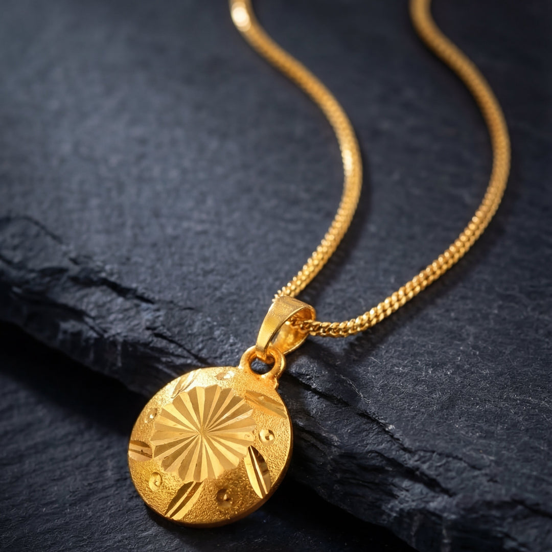 Unisex Micro Gold Plated Gol Pendant With Chain