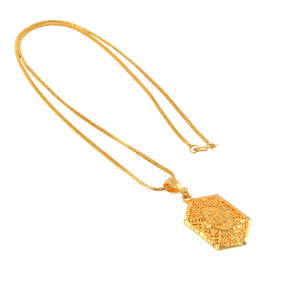 Unisex Micro Gold Plated Allah Pendant With Chain