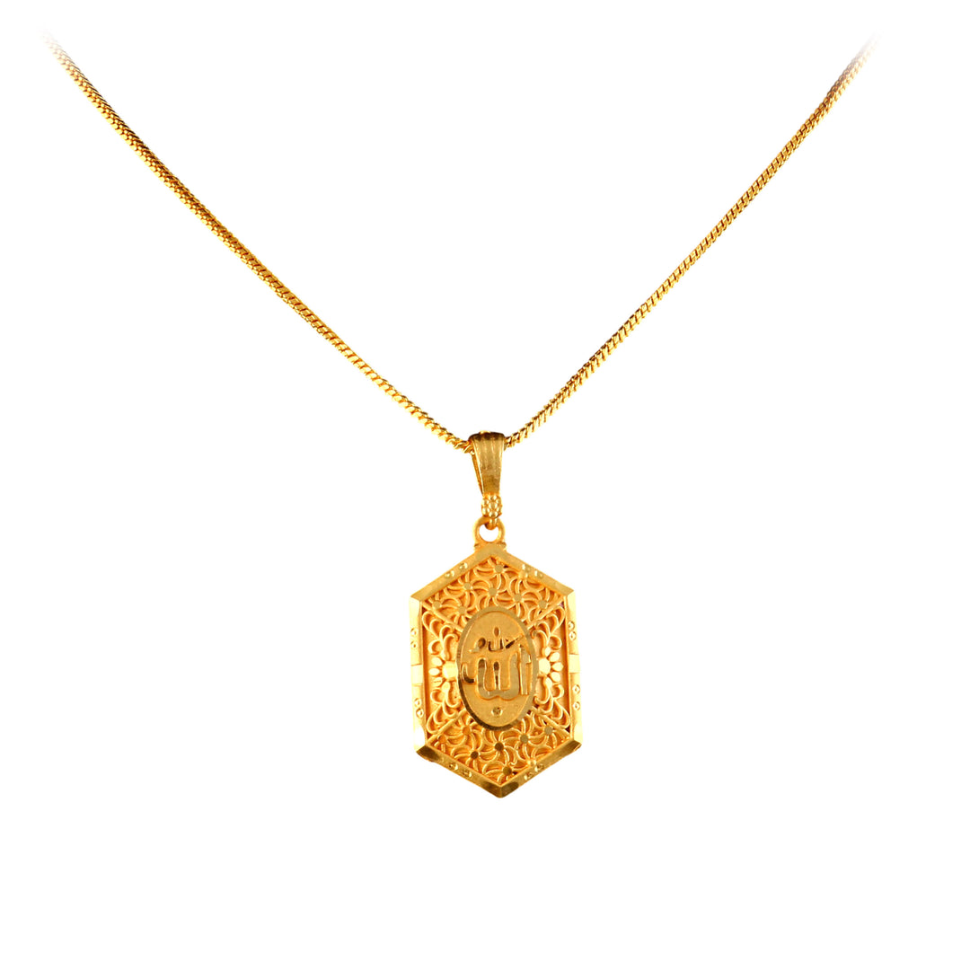 Unisex Micro Gold Plated Allah Pendant With Chain