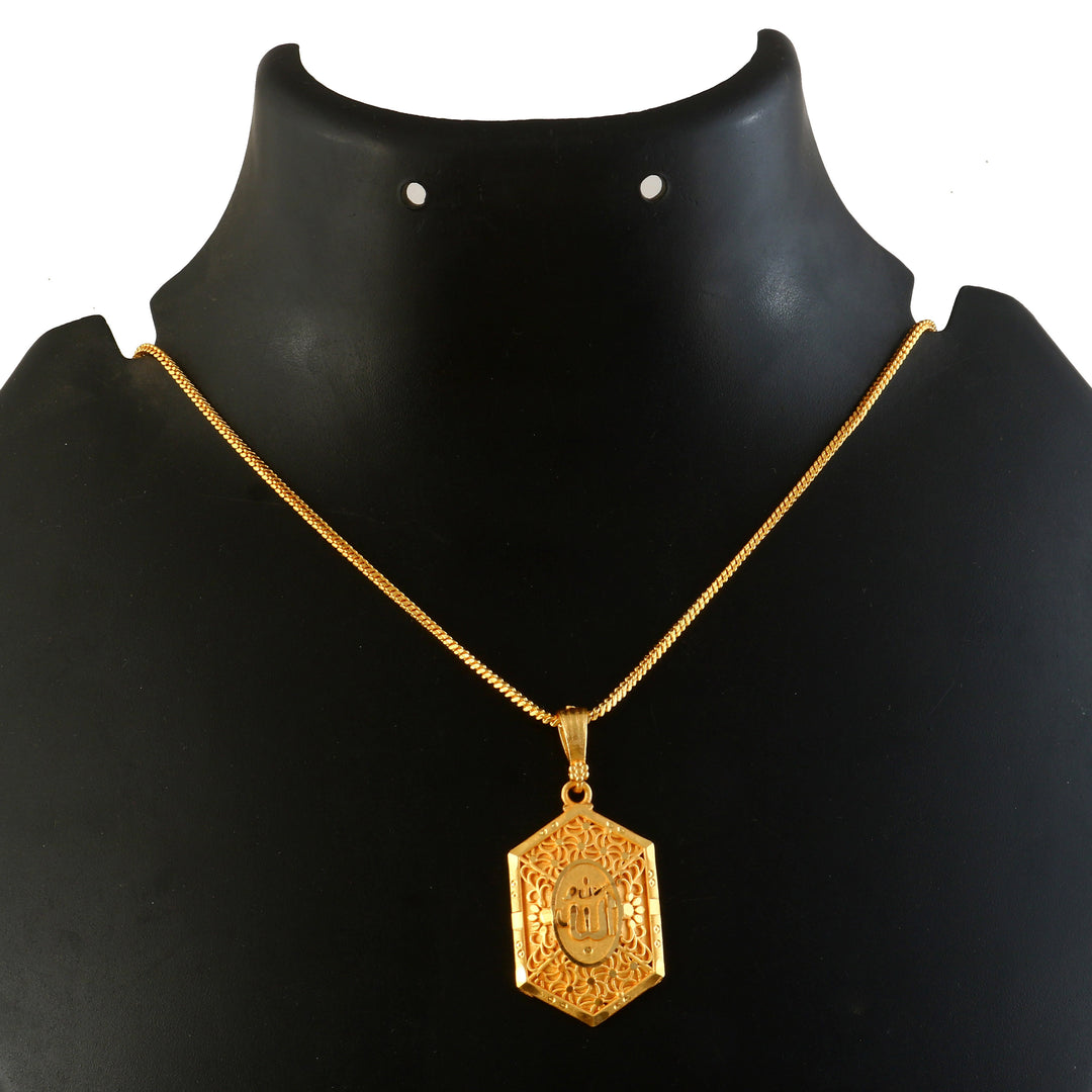 Unisex Micro Gold Plated Allah Pendant With Chain