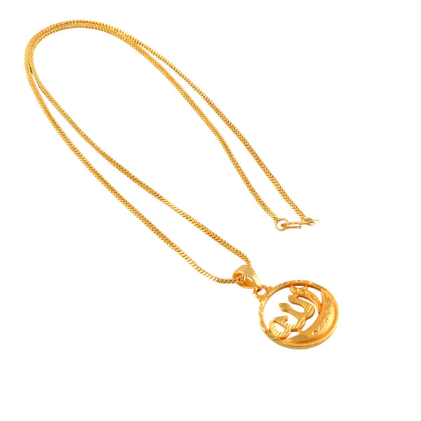 Unisex Micro Gold Plated Allah Pendant With Chain