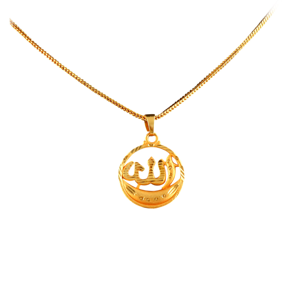 Unisex Micro Gold Plated Allah Pendant With Chain