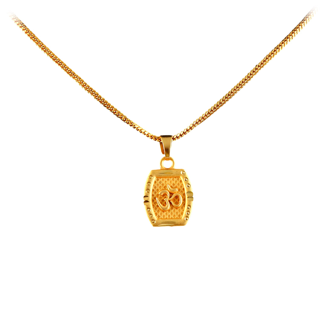 Unisex Micro Gold Plated Om Pendant With Chain